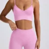 Define Luxe sportbeha met V-hals in bubblegumroze