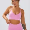 Define Luxe sportbeha met V-hals in bubblegumroze