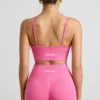 Define Luxe sportbeha met V-hals in felroze