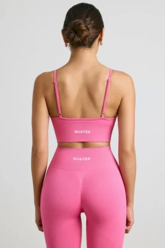 Define Luxe sportbeha met V-hals in felroze