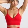 Define Luxe sportbeha met V-hals in rood