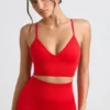 Define Luxe sportbeha met V-hals in rood