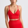 Define Luxe sportbeha met V-hals in rood