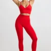 Define Luxe sportbeha met V-hals in rood