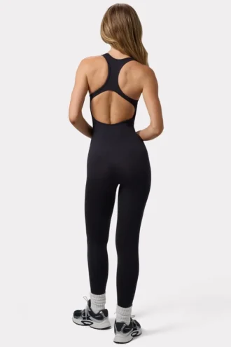 Define Luxe-unitard met open rug in zwart