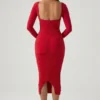 Deliana gelaagde midi-jurk met ruche-details en bh-details in rood