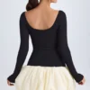 Delphi Modal minijurk met ronde hals, verlaagde taille en bolle zoom in vanille