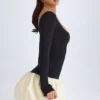 Delphi Modal minijurk met ronde hals, verlaagde taille en bolle zoom in vanille