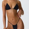 South Beach driehoekige bikinitop met kettingversiering in zwart