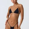 South Beach driehoekige bikinitop met kettingversiering in zwart