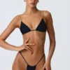 South Beach driehoekige bikinitop met kettingversiering in zwart