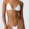 South Beach driehoekige bikinitop met kettingversiering in wit