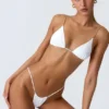 South Beach driehoekige bikinitop met kettingversiering in wit
