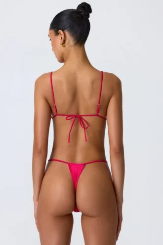 South Beach driehoekige bikinitop met kettingversiering in frambozenroze