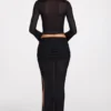 Diana doorschijnende jersey maxi-rok met lage taille en drapering in zwart
