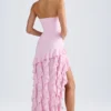 Diletta strapless jurk met ruches in lichtroze