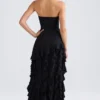 Diletta strapless jurk met ruches in zwart