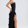 Diletta strapless jurk met ruches in zwart