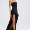 Diletta strapless jurk met ruches in zwart