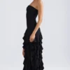 Diletta strapless jurk met ruches in zwart