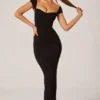 Dolcezza maxi-jurk met sweetheart-halslijn in zwart