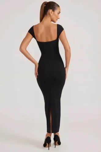 Dolcezza maxi-jurk met sweetheart-halslijn in zwart