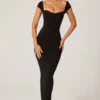 Dolcezza maxi-jurk met sweetheart-halslijn in zwart