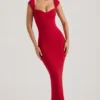Dolcezza maxijurk met sweetheart-halslijn in rood