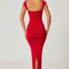 Dolcezza maxijurk met sweetheart-halslijn in rood