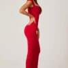 Dolcezza maxijurk met sweetheart-halslijn in rood