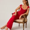 Dolcezza maxijurk met sweetheart-halslijn in rood