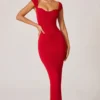 Dolcezza maxijurk met sweetheart-halslijn in rood
