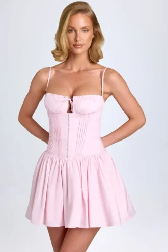 Dorothea minijurk met plooien in Blush