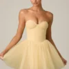 Dottie Tule Corset Minijurk in Geel