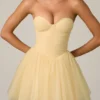 Dottie Tule Corset Minijurk in Geel