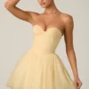 Dottie Tule Corset Minijurk in Geel