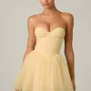Dottie Tule Corset Minijurk in Geel
