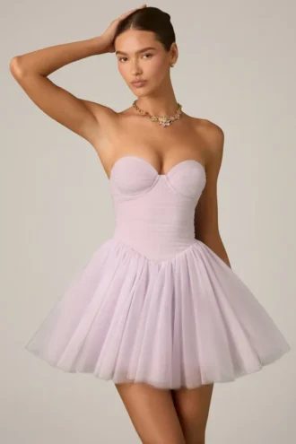 Dottie Tule Corset Minijurk in Lila