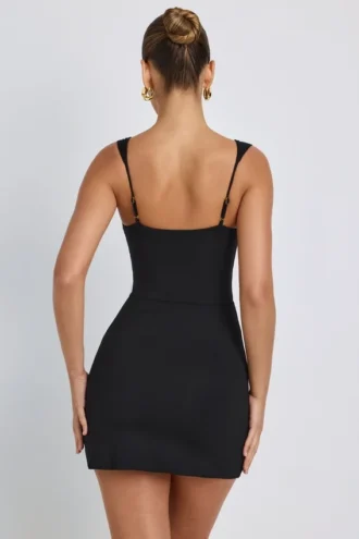 Dove Modal Sweetheart Neckline Bodycon Minijurk in Black