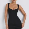 Dove Modal Sweetheart Neckline Bodycon Minijurk in Black