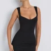 Dove Modal Sweetheart Neckline Bodycon Minijurk in Black