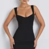 Dove Modal Sweetheart Neckline Bodycon Minijurk in Black