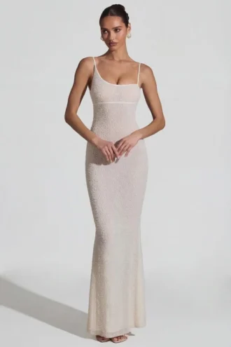 Duhamel maxi-jurk met versierde rug in wit
