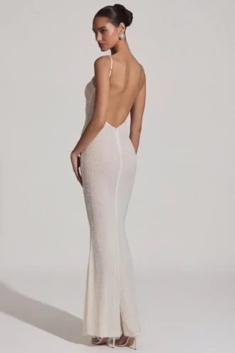 Duhamel maxi-jurk met versierde rug in wit