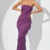 Dulce versierde bandeau maxi-jurk met ruches in paars