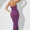 Dulce versierde bandeau maxi-jurk met ruches in paars