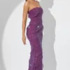 Dulce versierde bandeau maxi-jurk met ruches in paars