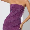 Dulce versierde bandeau maxi-jurk met ruches in paars