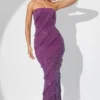Dulce versierde bandeau maxi-jurk met ruches in paars
