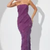 Dulce versierde bandeau maxi-jurk met ruches in paars